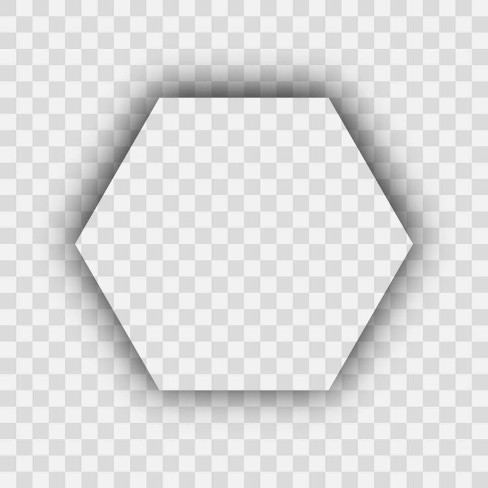 Dark transparent realistic shadow. Hexagon shadow isolated on background. Vector illustration.