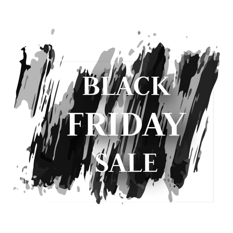 Black friday sale banner. White text on dark grunge brush stroke. Vector illustration