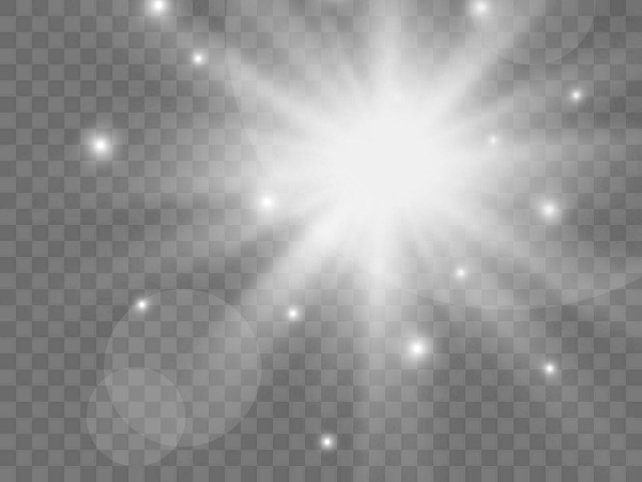 Sunlight on a background. Isolated white rays of light. Vector illustration