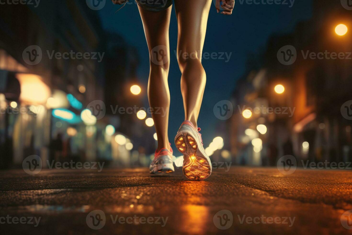 people running in the city . Generative AI photo