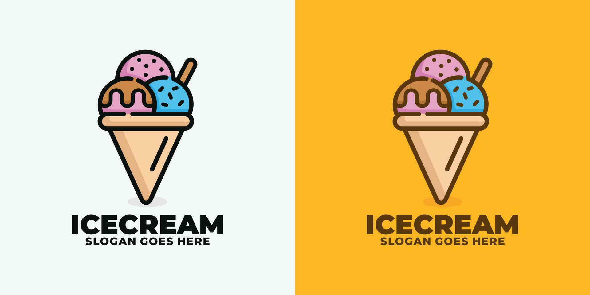 Ilustración de vector de diseño de logotipo de helado