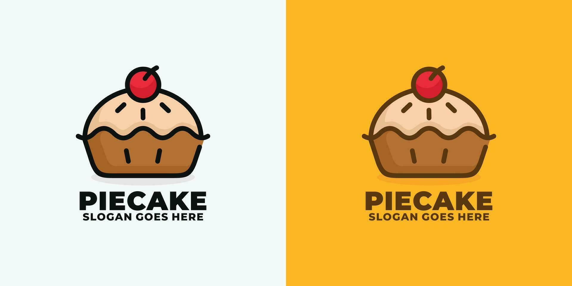 Pie cake logo design vector illustration