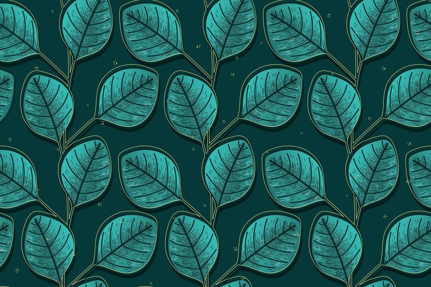 Decorative cartoon vector twig with leaves. Natural elegant plant seamless pattern.