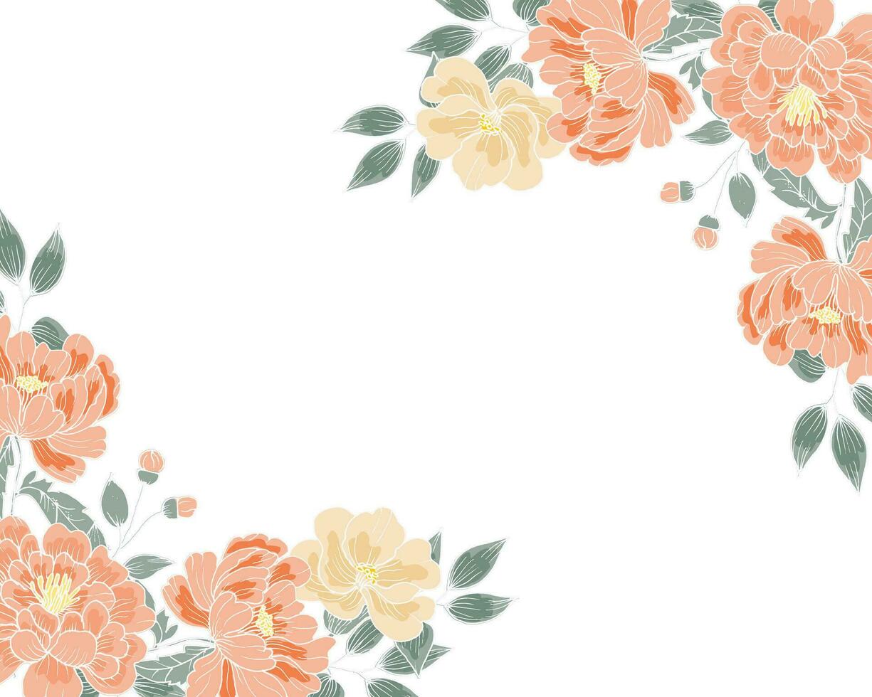 Vintage Orange and Yellow Rose Border vector