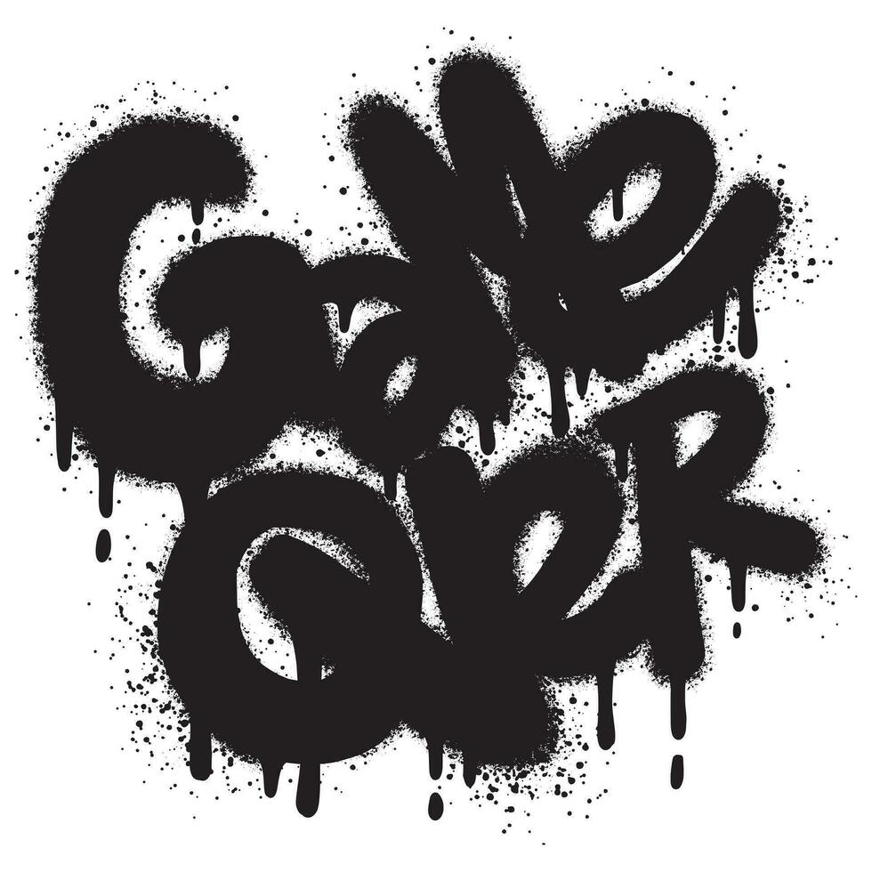 Sprayed game over font graffiti with over spray in black over white.Vector Illustration for printing, backgrounds, posters, stickers. vector