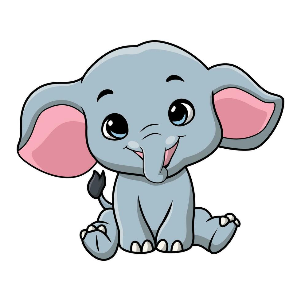 Cute elephant cartoon on white background vector