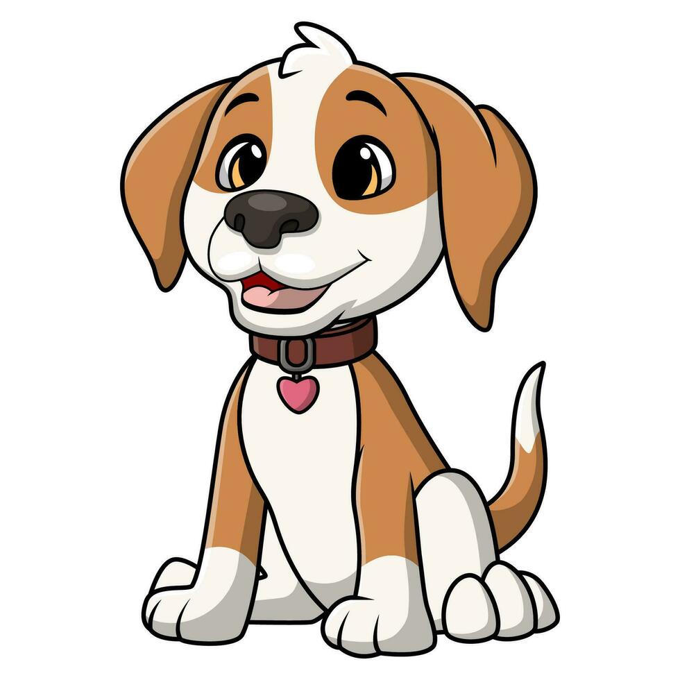 Cute little dog cartoon on white background vector