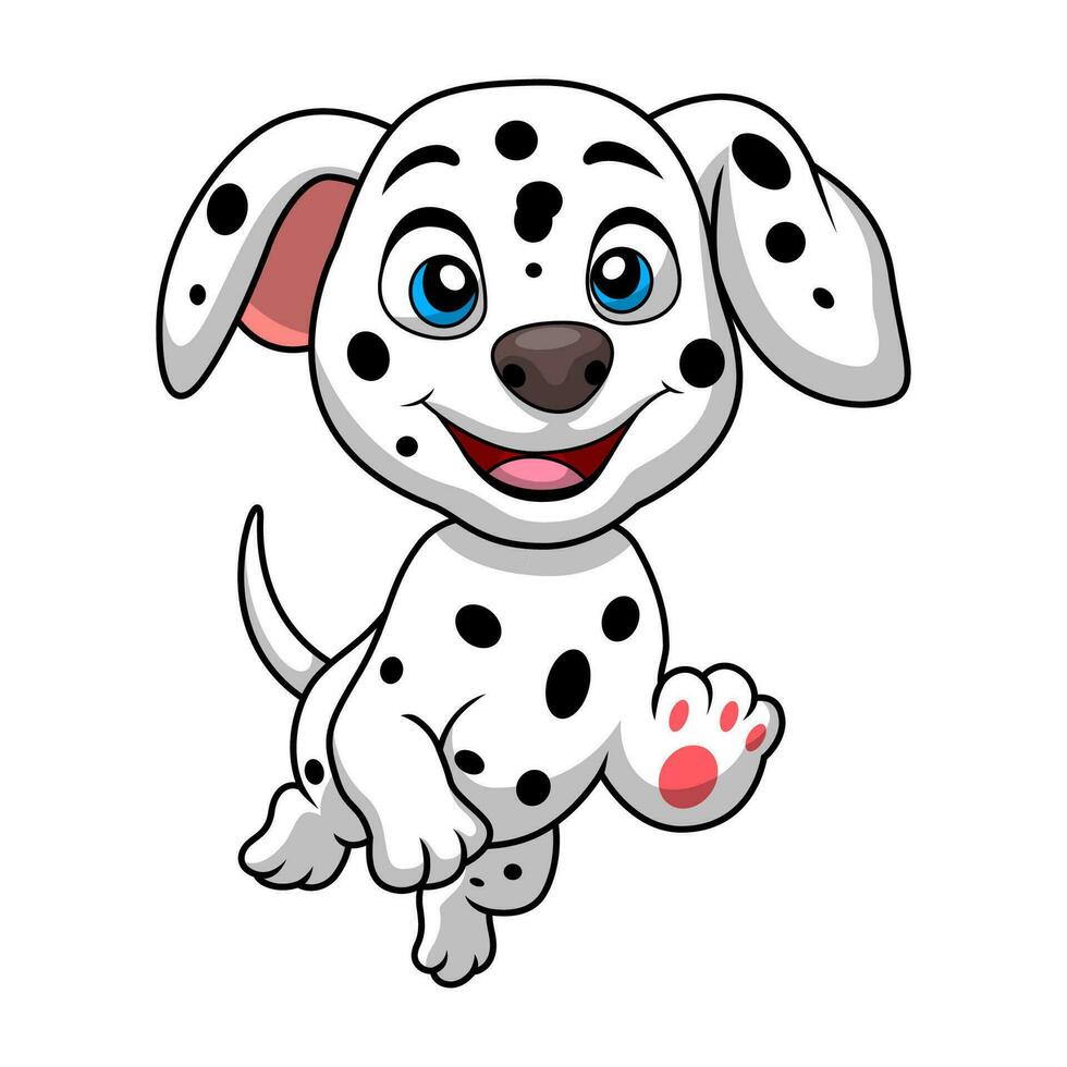 Cute dalmatian dog cartoon on white background vector