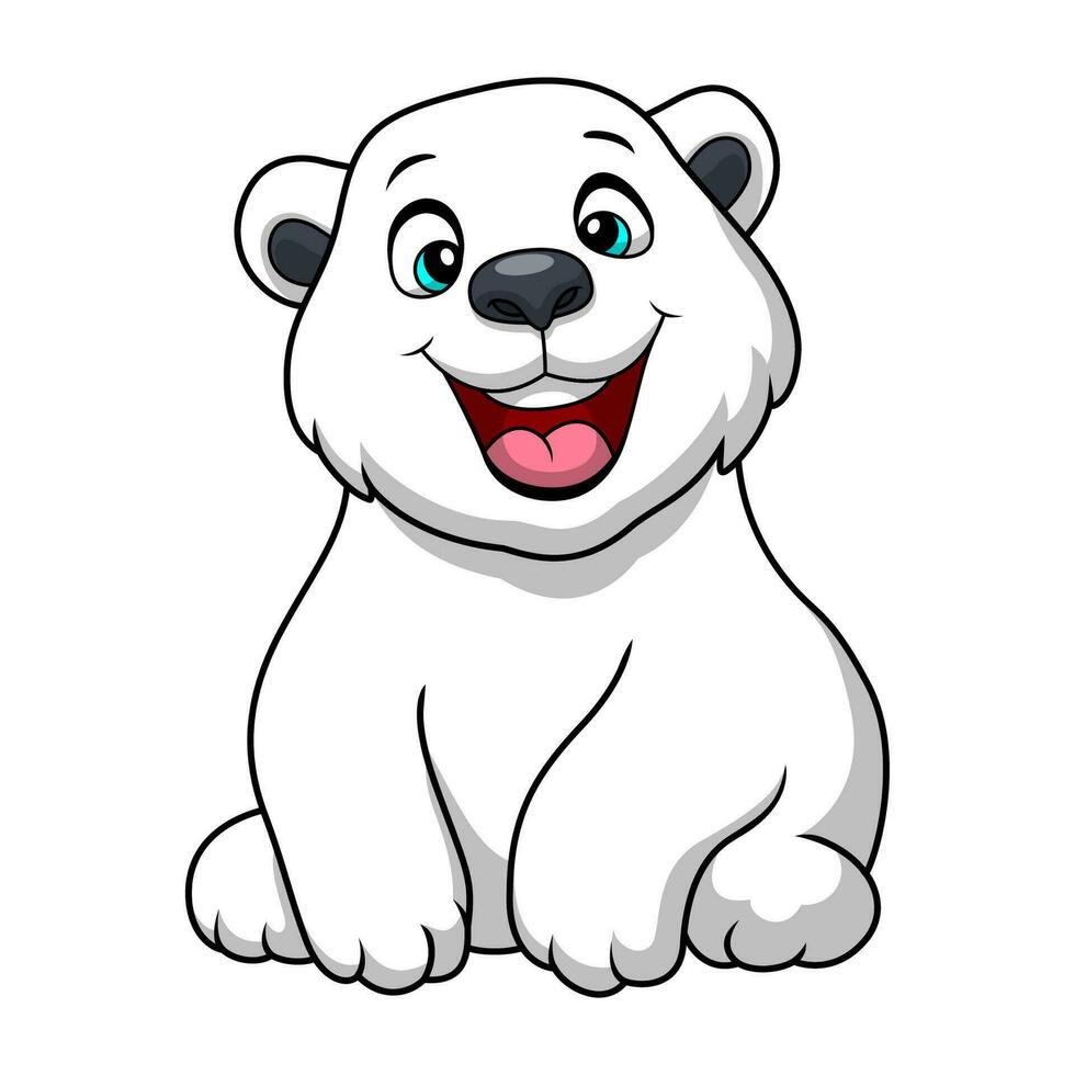 linda polar oso dibujos animados en blanco antecedentes vector