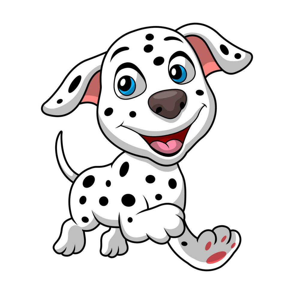 Cute dalmatian dog cartoon on white background vector