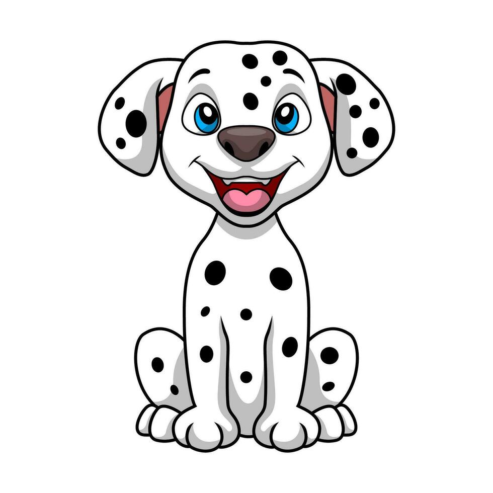 Cute dalmatian dog cartoon on white background vector