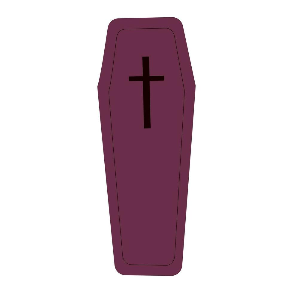 Coffin on white isolated background. Halloween object. vector