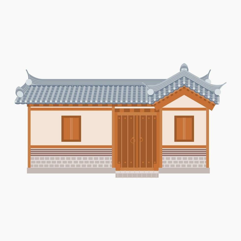 editable vector ilustración de amplio tradicional hanok coreano casa edificio para obra de arte elemento de oriental historia y cultura relacionado diseño