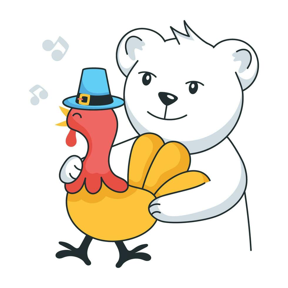 Trendy Thanksgiving Turkey vector