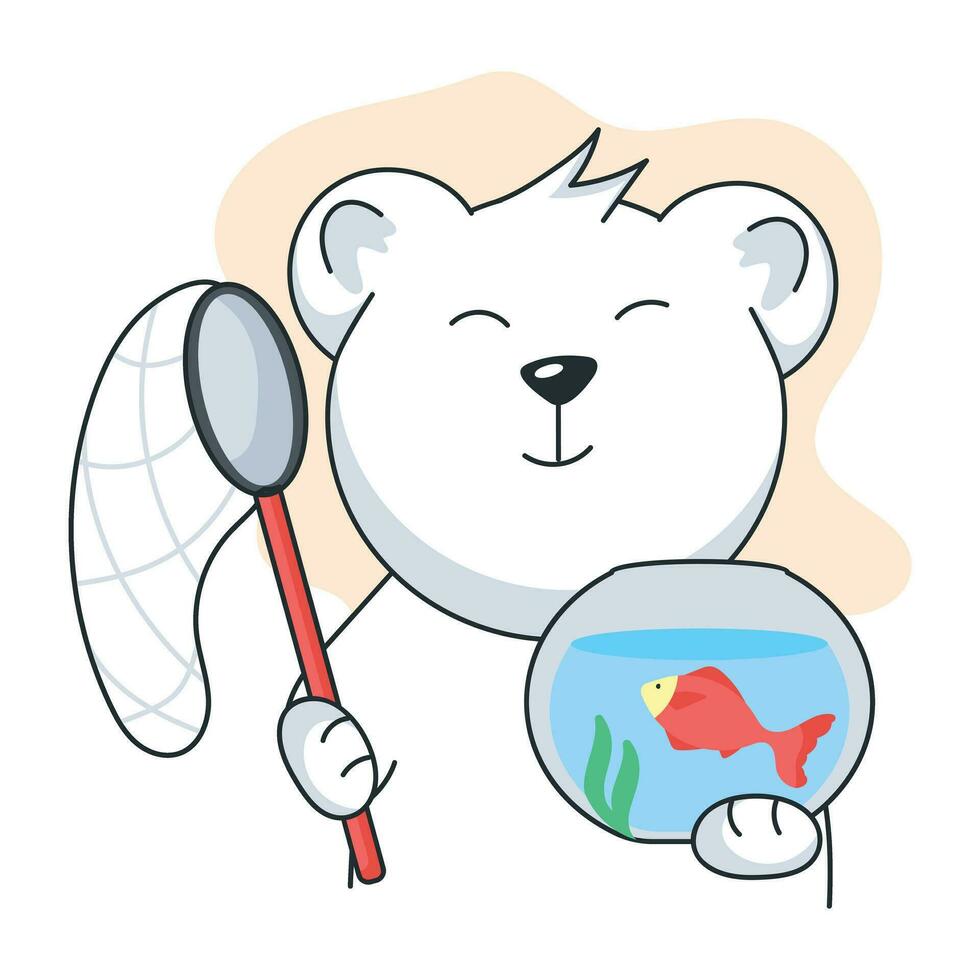 Trendy Catching Fish vector