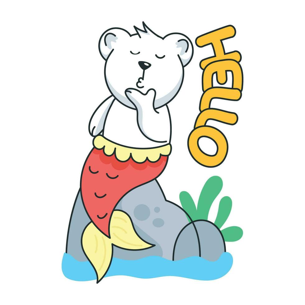 Trendy Mermaid Bear vector