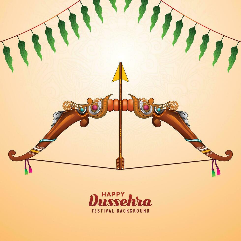 Happy dussehra card with bow and arrow background vector