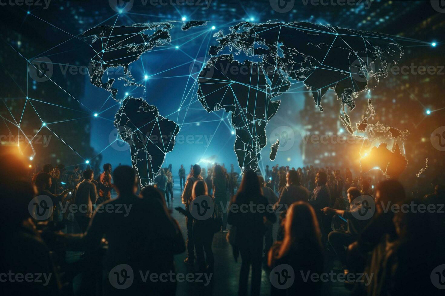 technology virtual blockchain data stream background created with generative AI photo