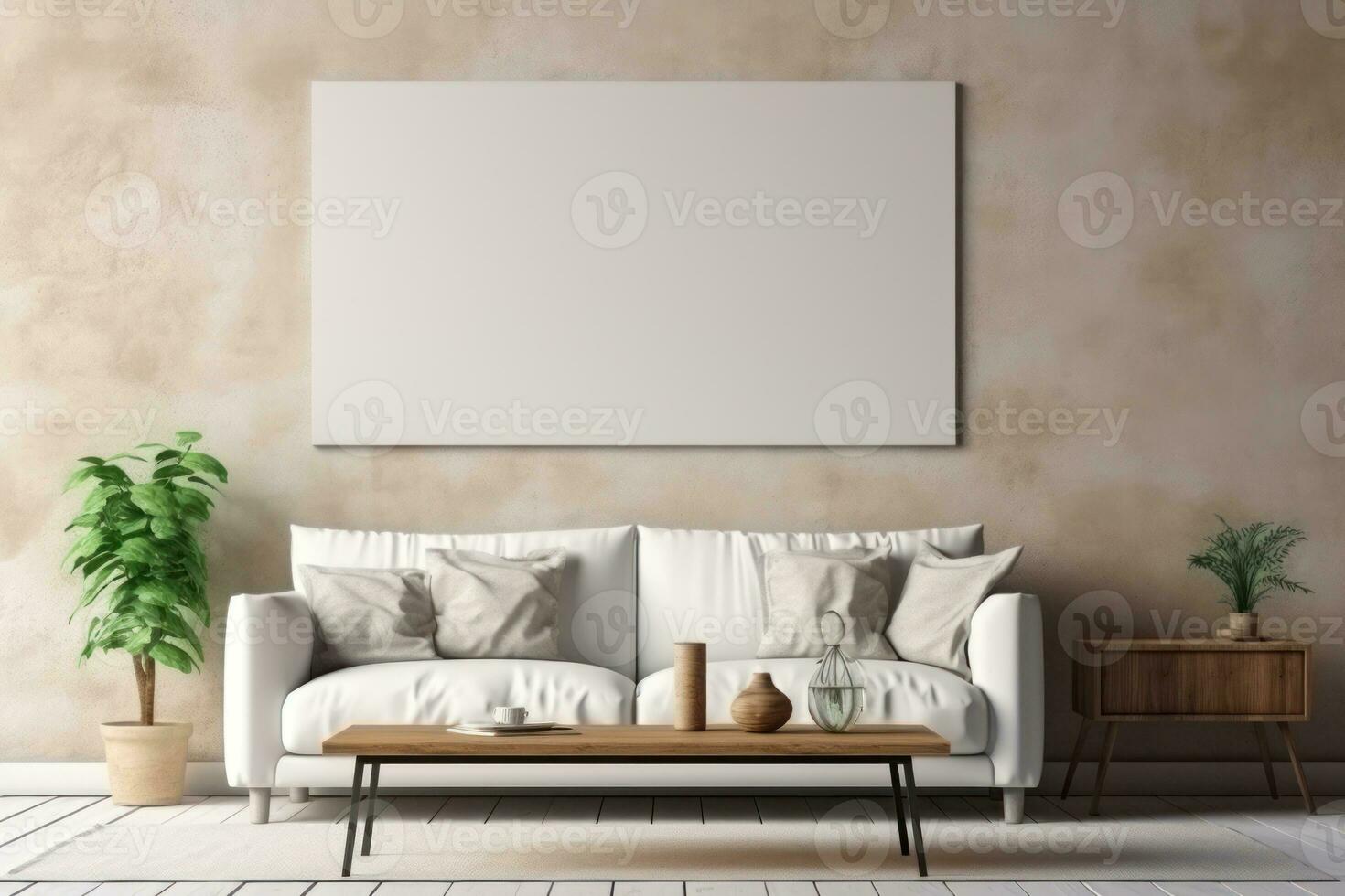 Canvas mockup modern living room generative ai photo