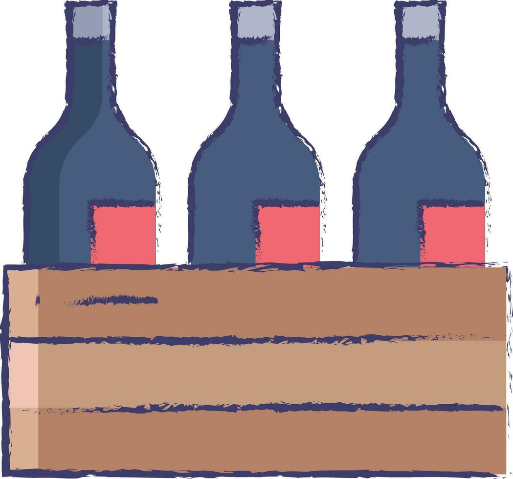 vino botella caja mano dibujado vector ilustración