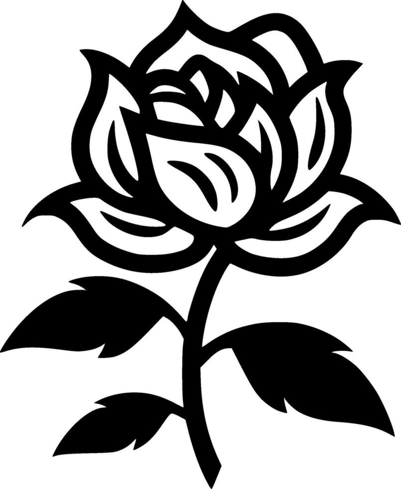 Flower - Black and White Isolated Icon - Vector illustration