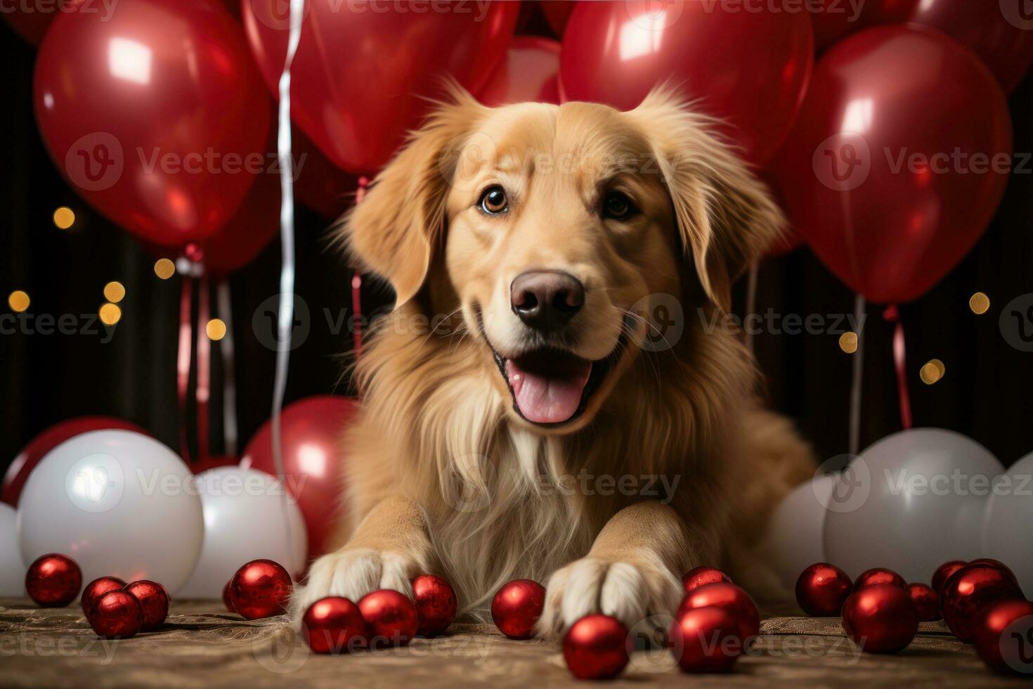 dog and cat of a kitten in a Christmas santa hat, close-up. Generative AI photo