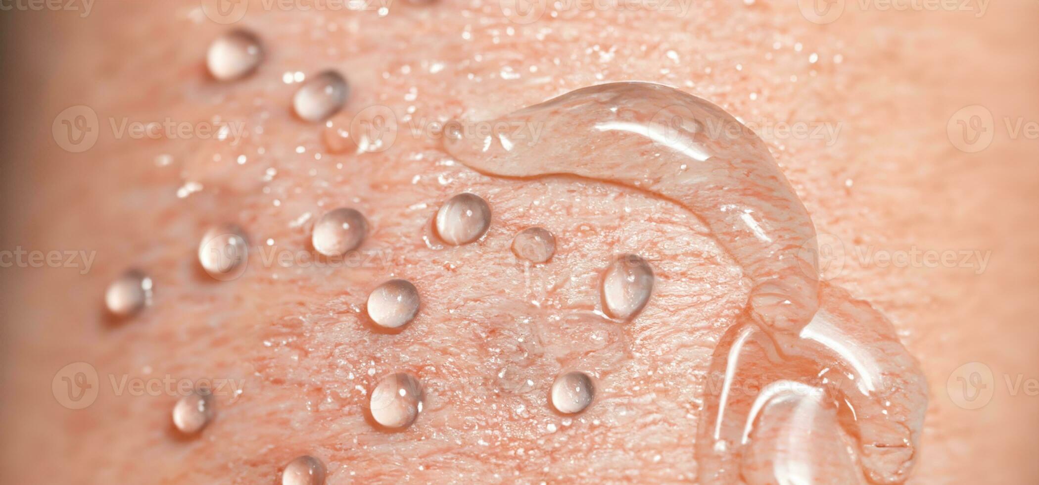 AI Generative Collagen And Hyaluron Serum Gel On Skin. Splashing of Hyaluron gel. photo