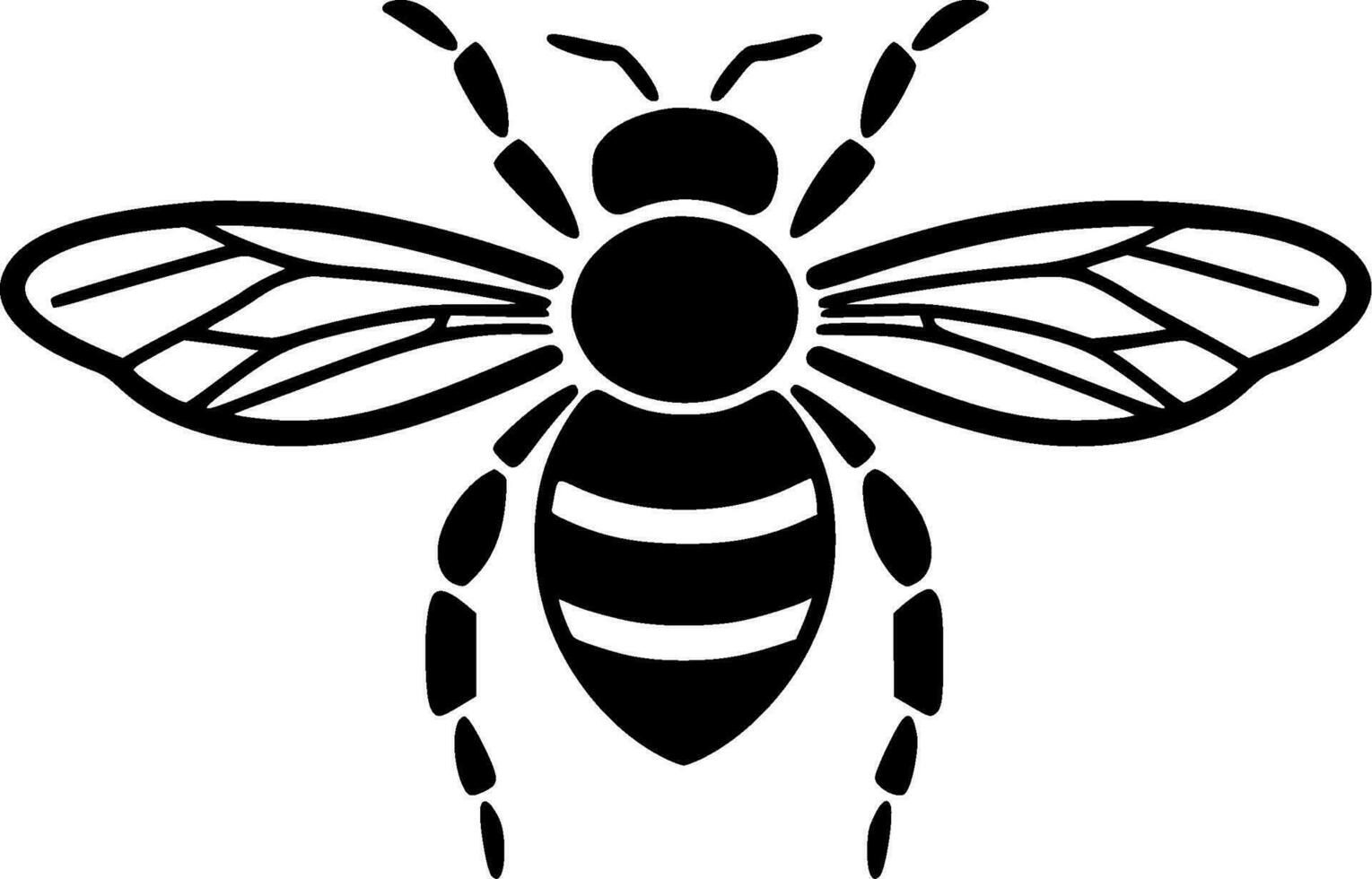 Bee, Black and White Vector illustration