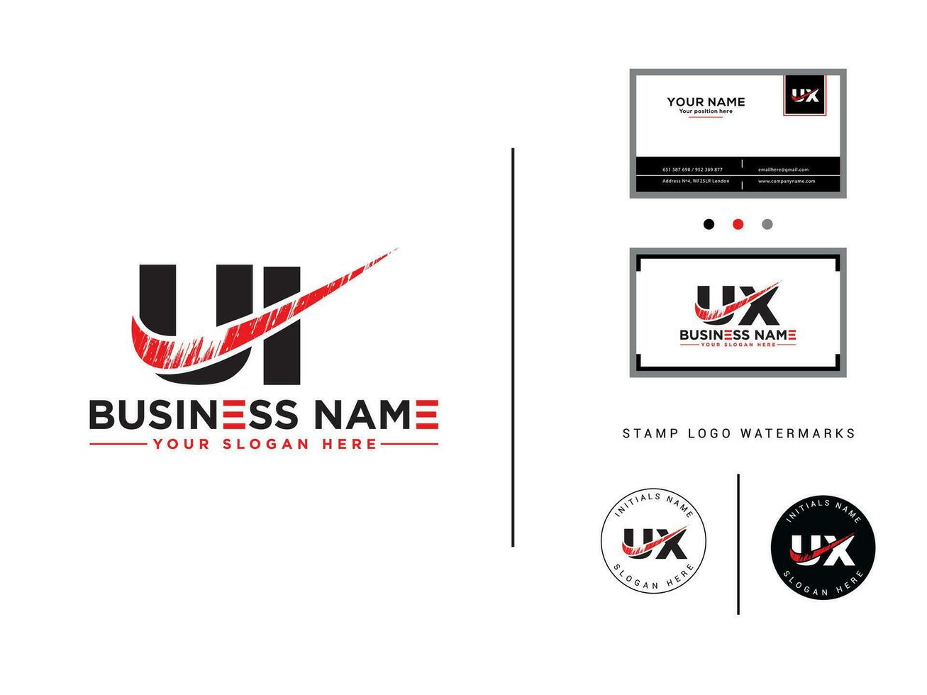 Ui, UI Brush Letter Logo Icon Vector With Business Card Design For You