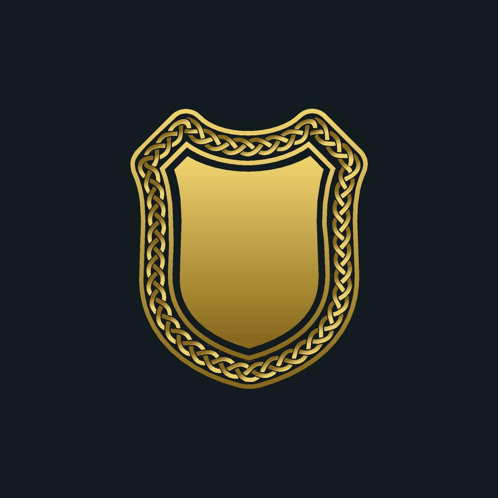 Gold Logo Element Template with Elegant Chain Shield vector