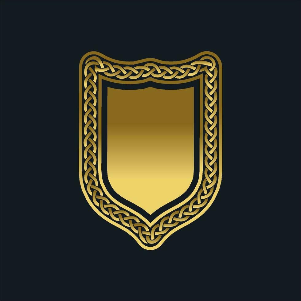 Gold Logo Element Template with Elegant Chain Shield vector