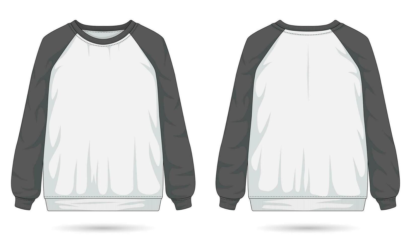 Raglan sleeve sweatshirt template front and back view vector