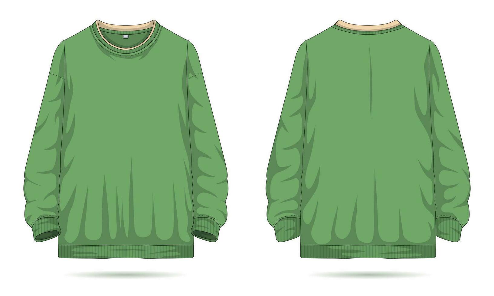 Green sweatshirt template front and back view vector