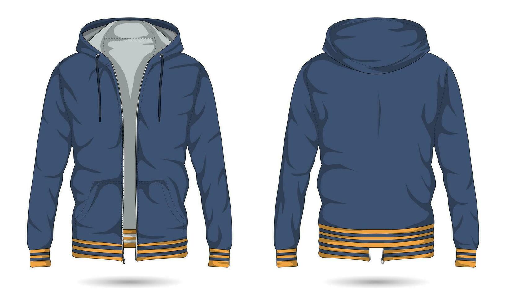 Front and back view zipper hoodie jacket template 31701373 Vector Art ...