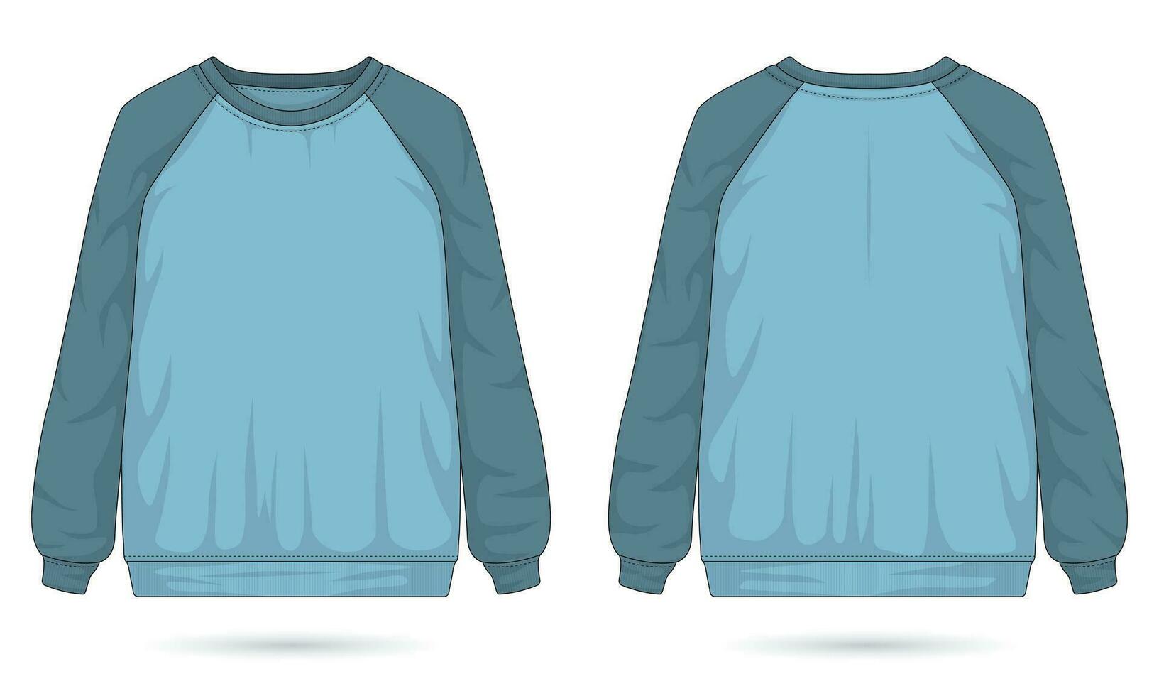 Casual Blue Sweater Template Front and Back View vector