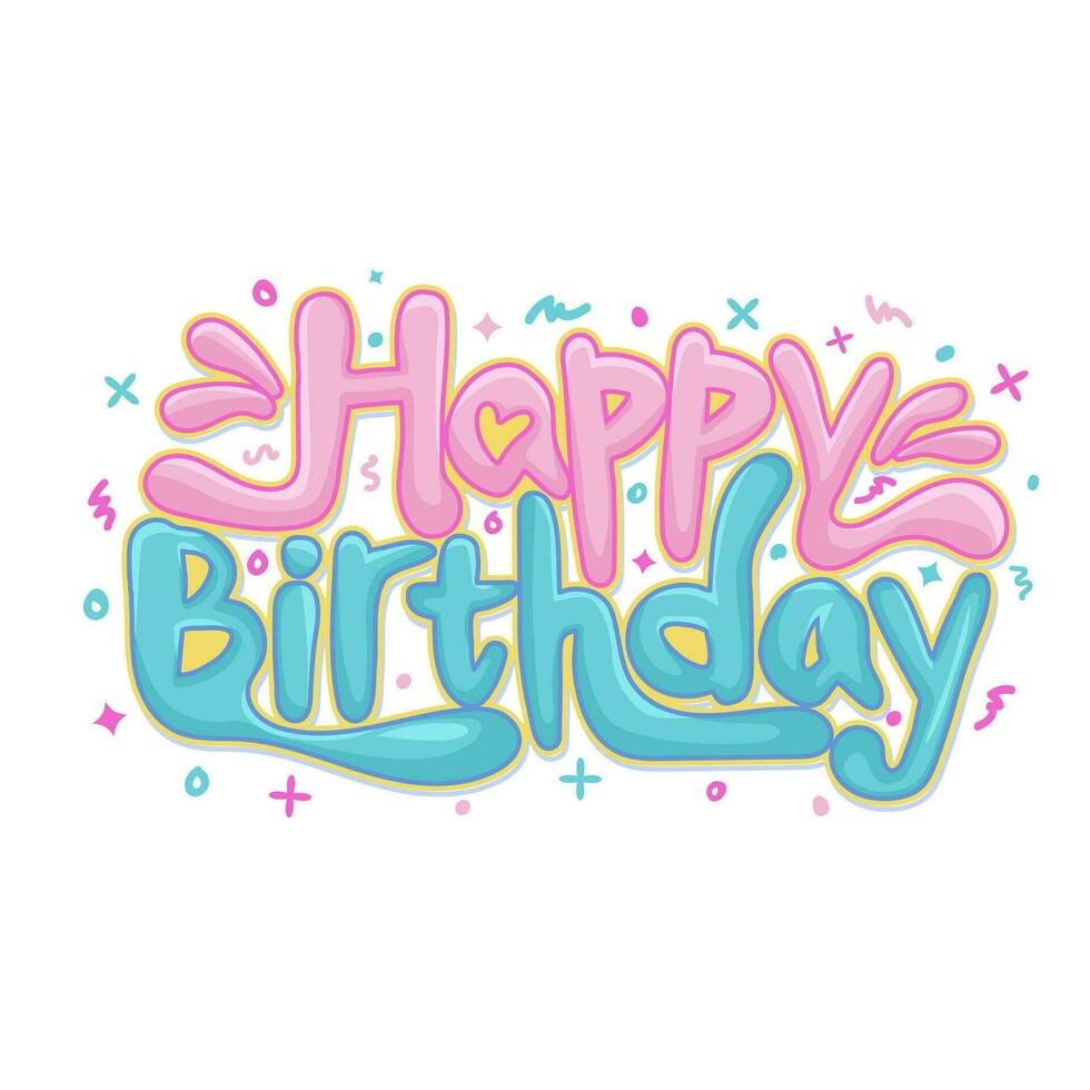 Hand drawn birthday greeting lettering vector