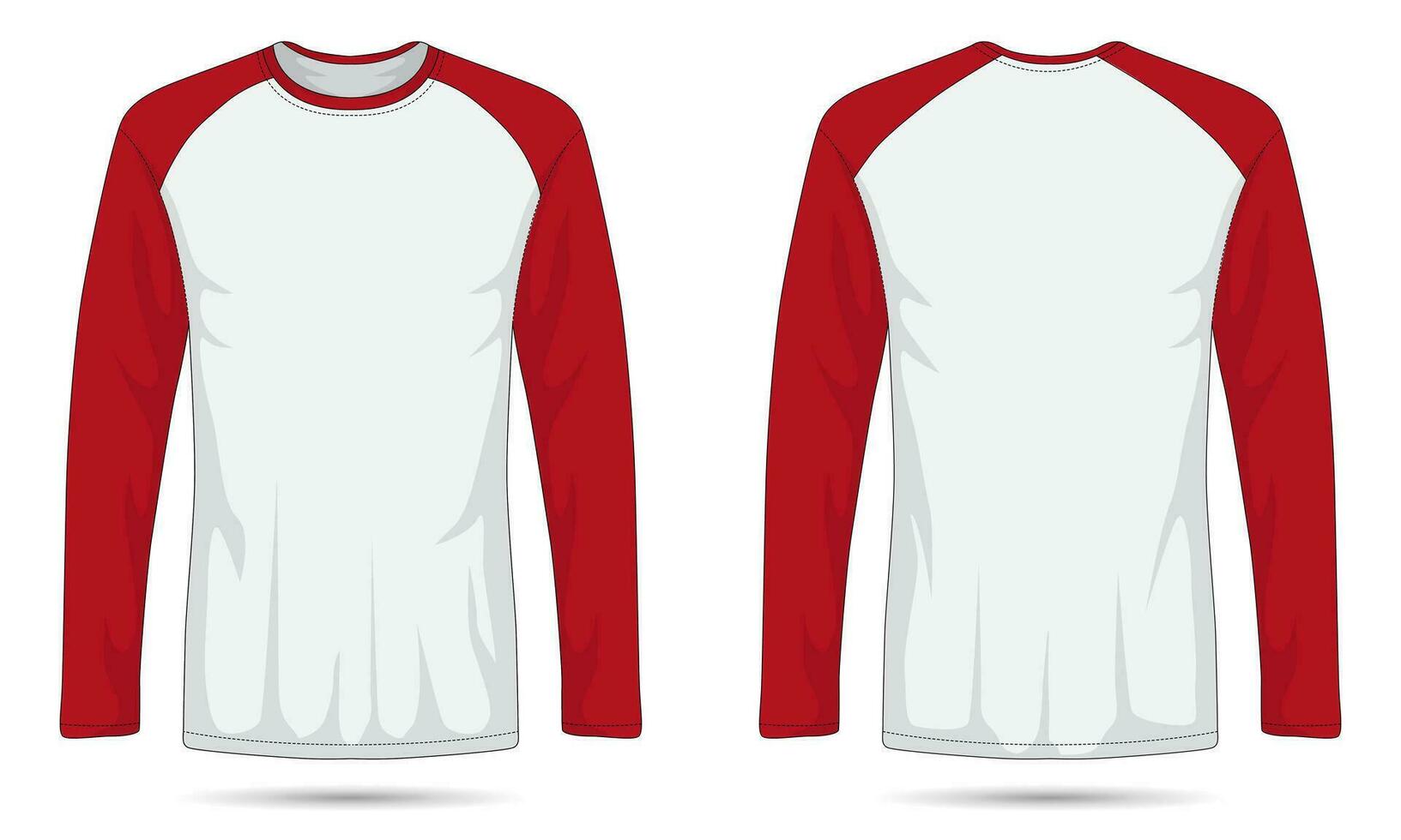 Raglan sleeve casual shirt template front and back view vector