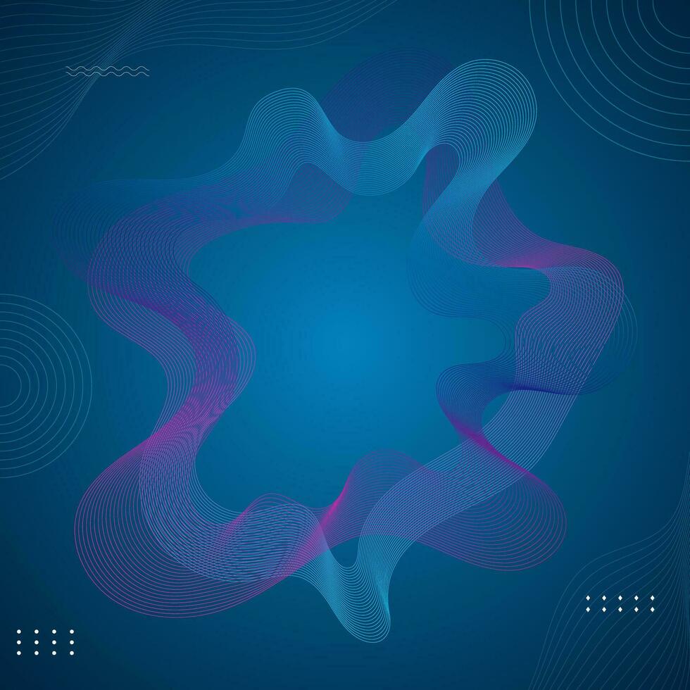 Abstract gradient background with wavy dynamic lines frame vector