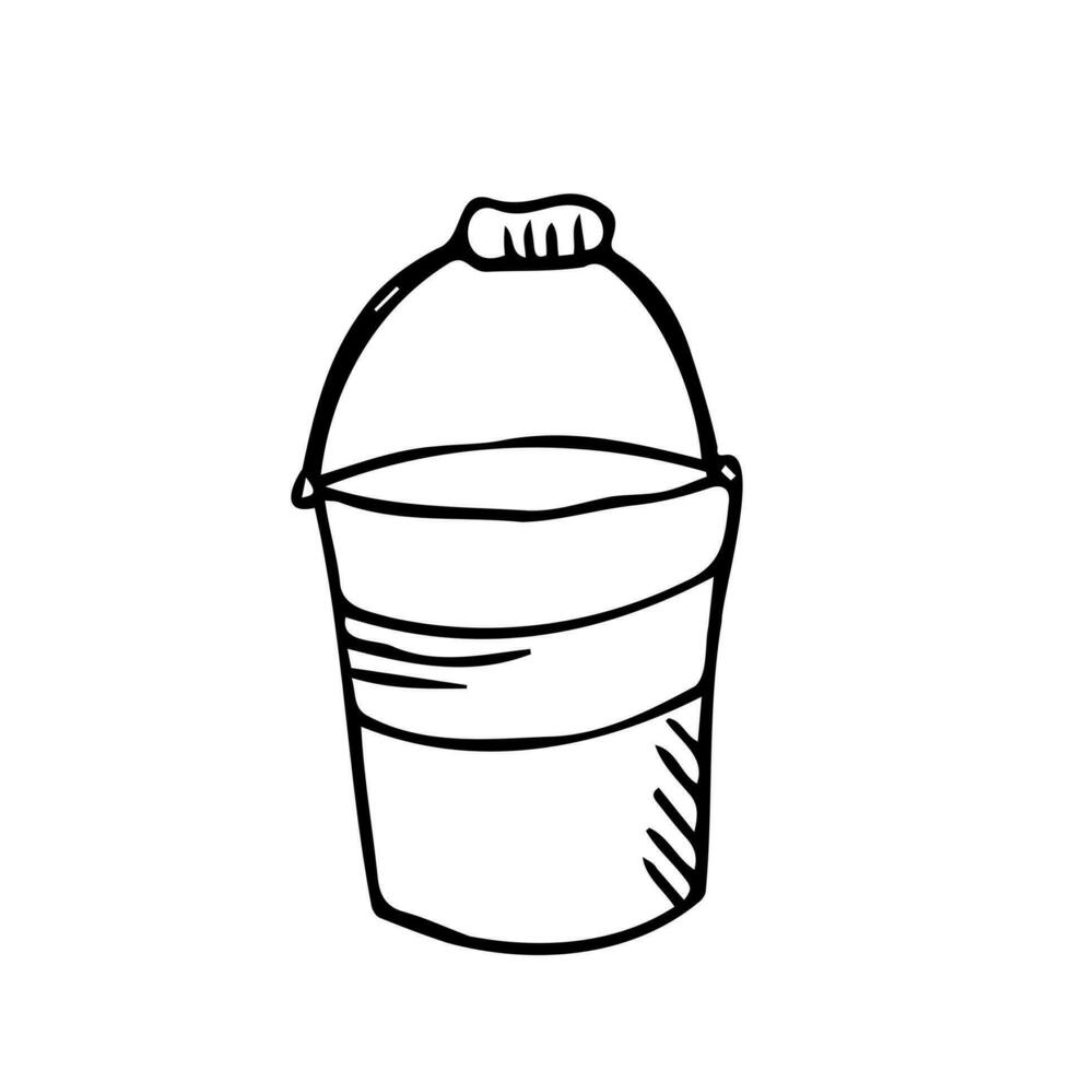 Doodle bucket icon in vector. Hand drawn bucket icon in vector
