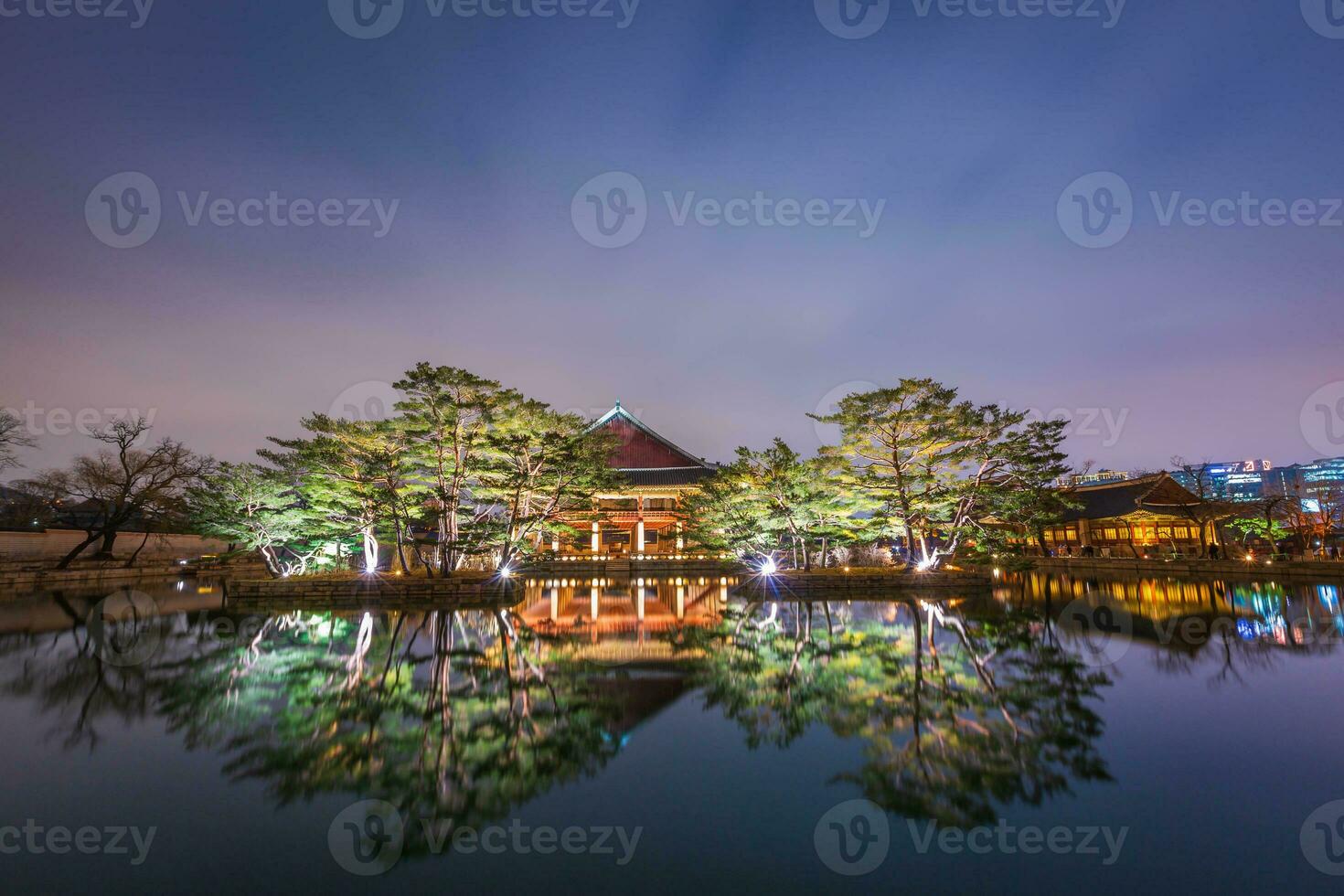 Gyeongbokgung Palace at night is beautiful, Seoul, South Korea. photo