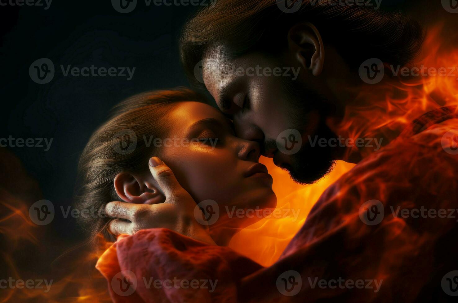Couple passion love fire. Generate ai photo