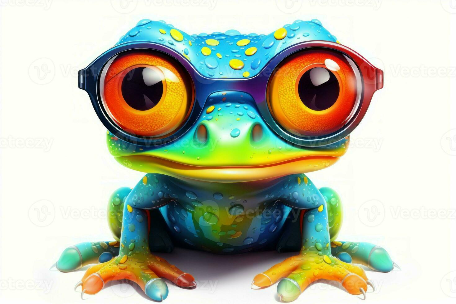 Whimsical Cute colorful frog. Generate Ai photo