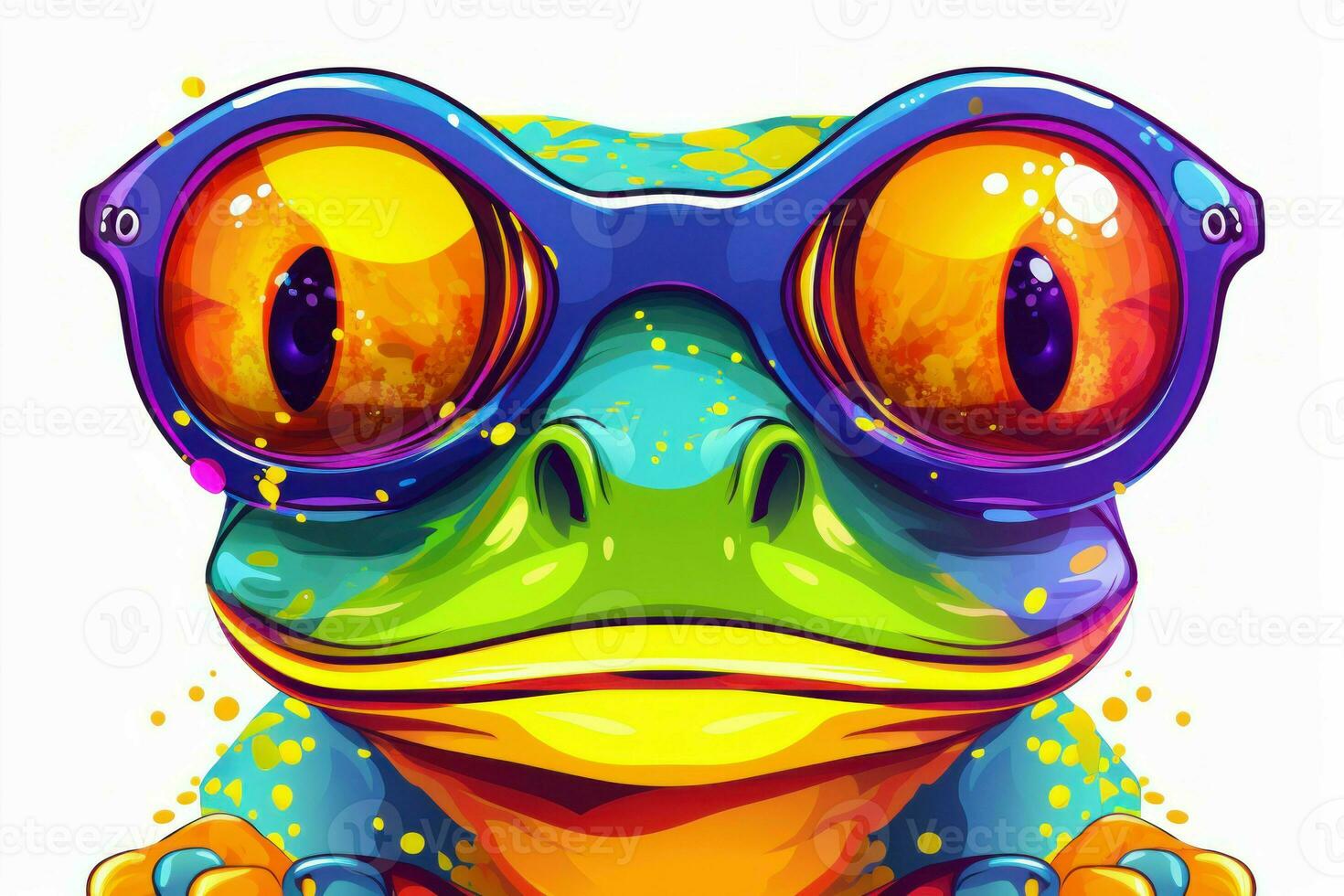 Appealing Cute colorful frog. Generate Ai photo