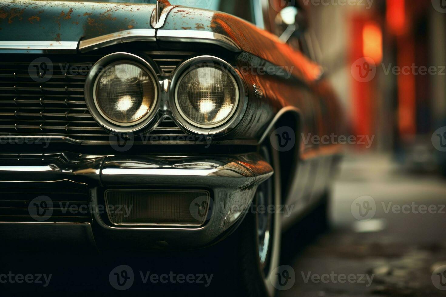 Striking old car closeup race. Generate Ai photo