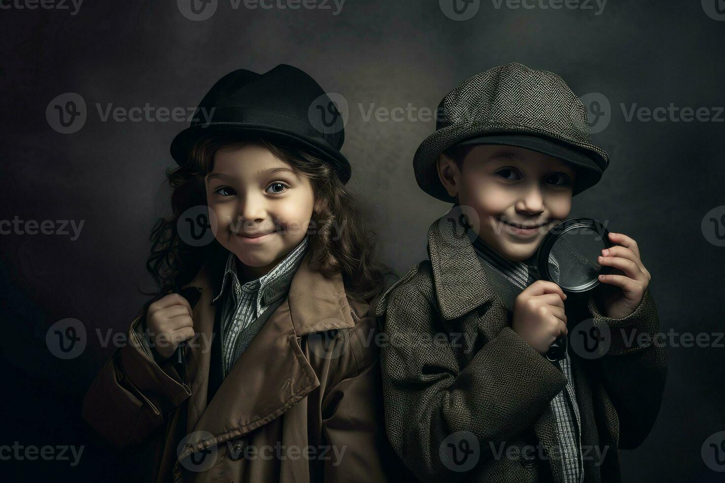 contento detective niños. generar ai foto