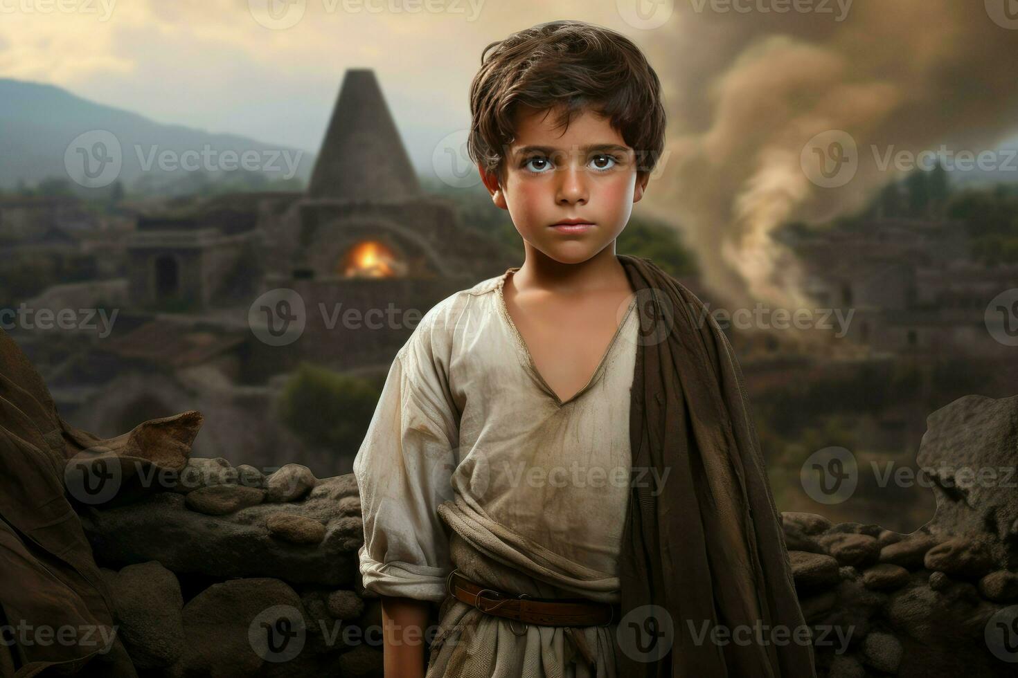New Ancient greek child boy. Generate Ai photo
