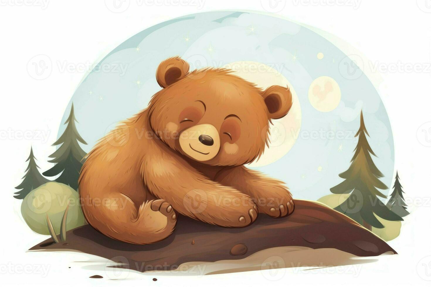 Playful Cute cartoon brown bear. Generate Ai photo