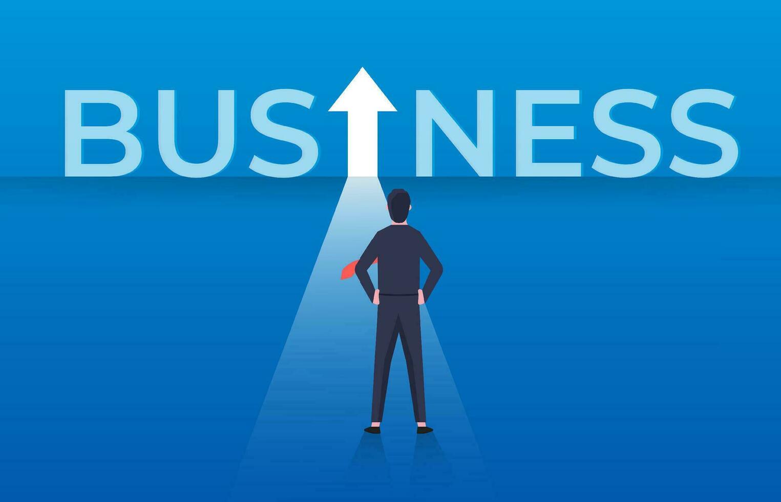 Businessman standing in front of business arrow. Business opportunity dan career development. vector