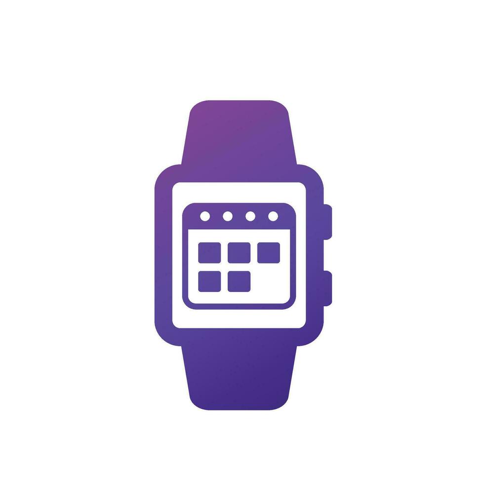 calendar or schedule icon with a smartwatch, vector
