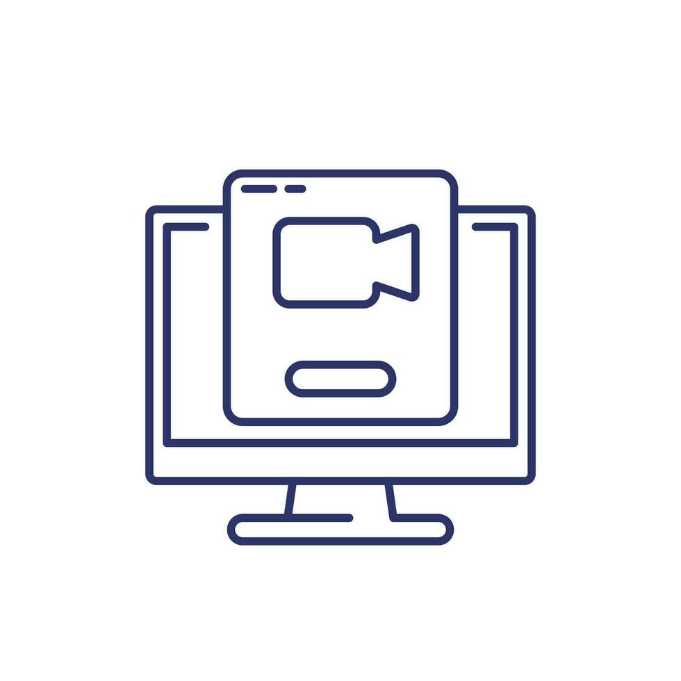 start video stream line icon vector